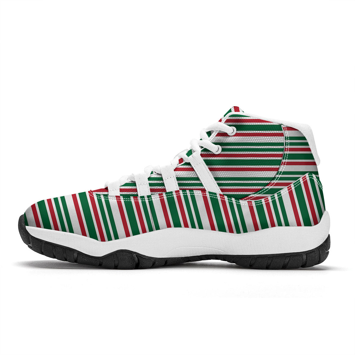 Stripe Candy Cane Print Pattern White Bball Shoes-grizzshop