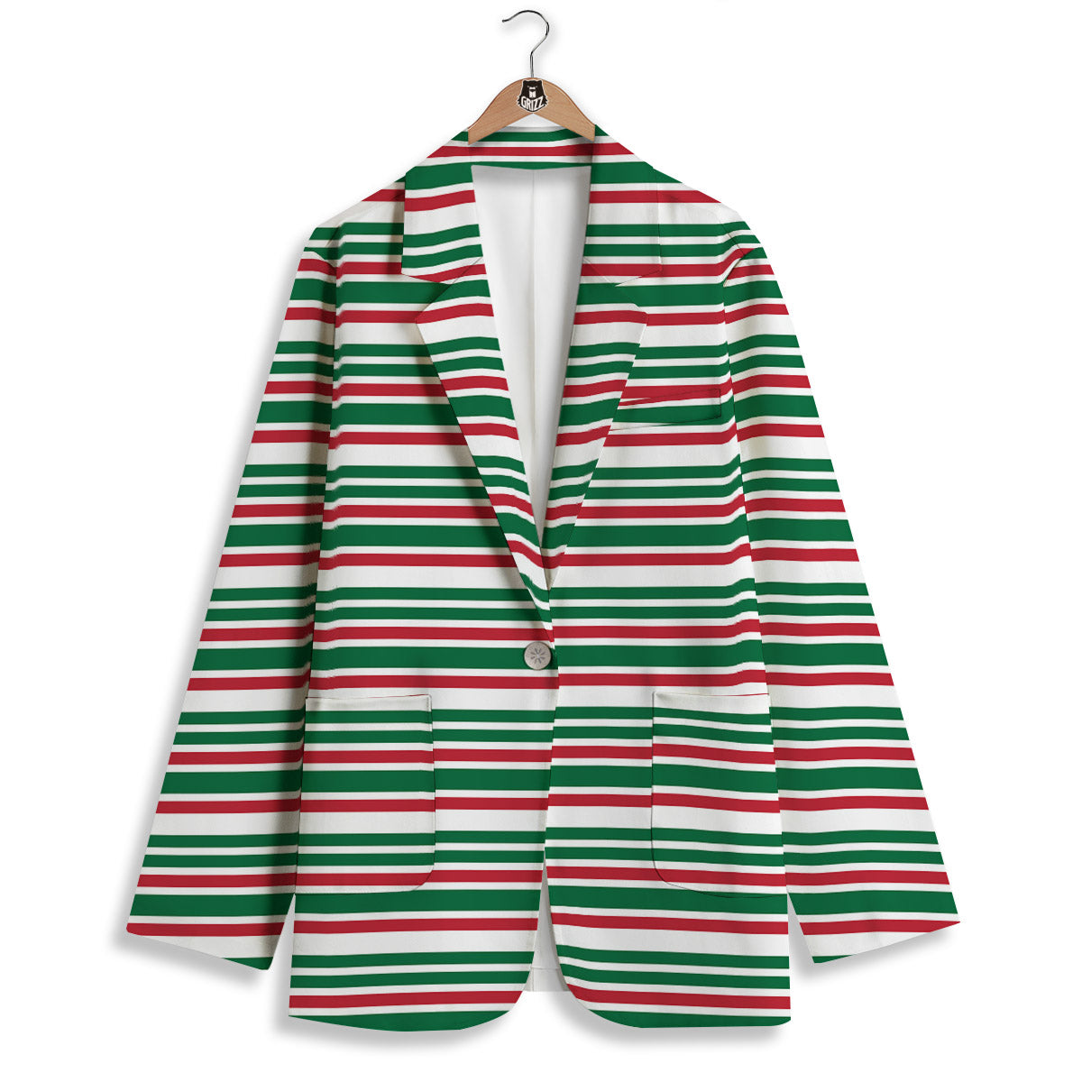 Stripe Candy Cane Print Pattern Women's Blazer-grizzshop