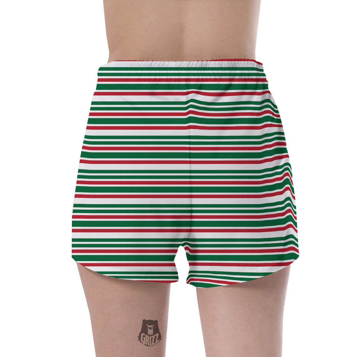 Stripe Candy Cane Print Pattern Women's Shorts-grizzshop