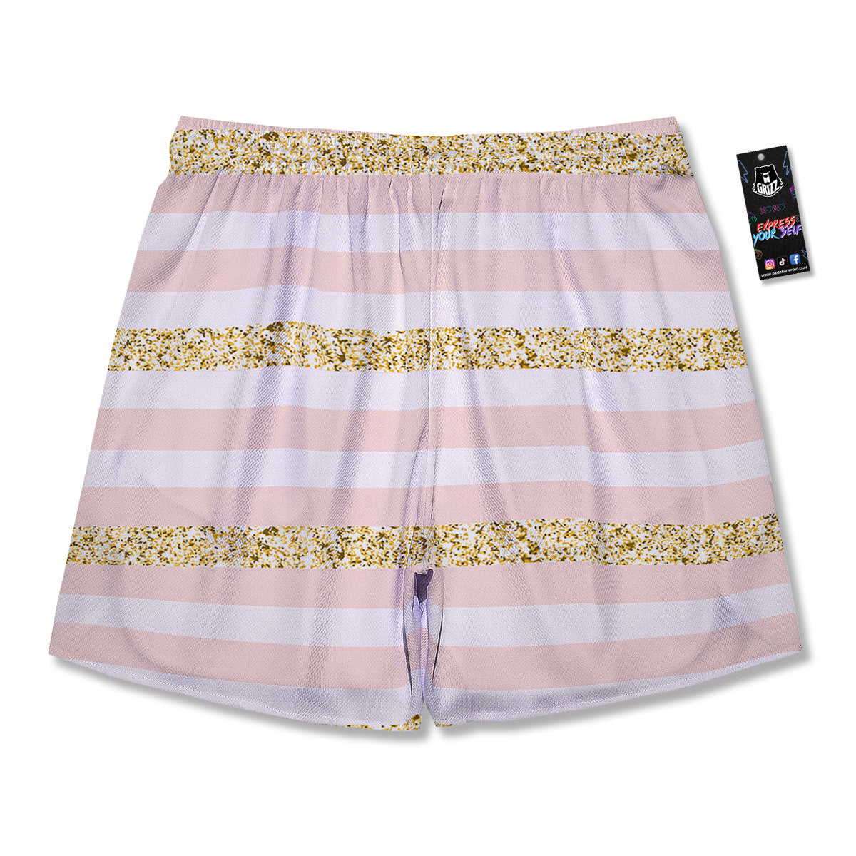Stripe Glitter Gold Print Pattern Men's Running Shorts-grizzshop