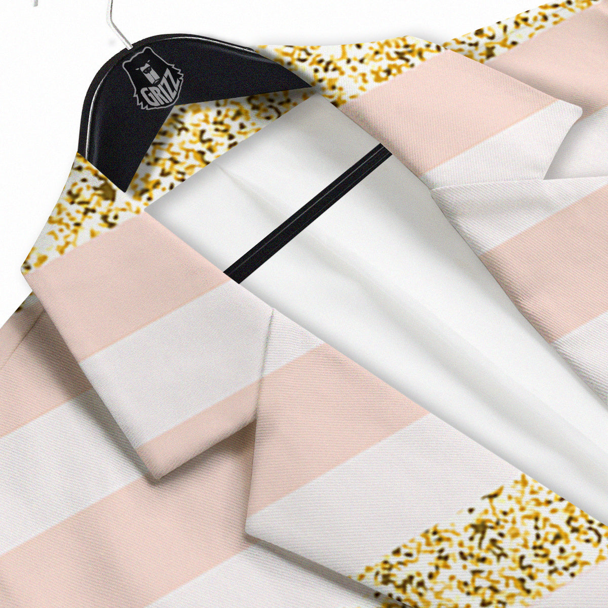 Stripe Glitter Gold Print Pattern Men's Sport Coat-grizzshop