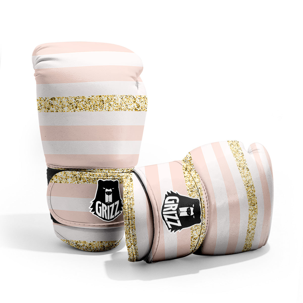 Stripe Glitter Gold Print Pattern Pro Boxing Glove