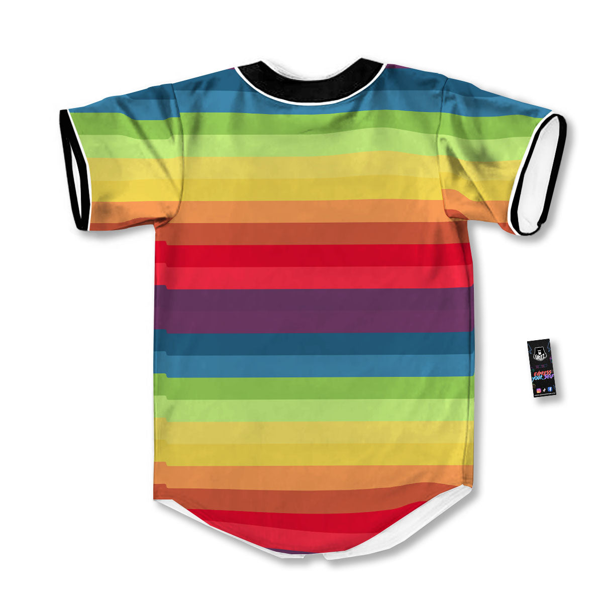 Stripe Rainbow Print Pattern Baseball Jersey-grizzshop