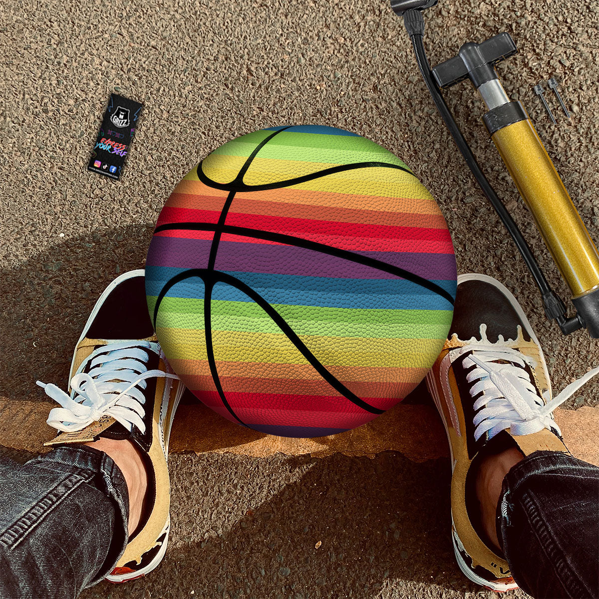 Stripe Rainbow Print Pattern Basketball-grizzshop