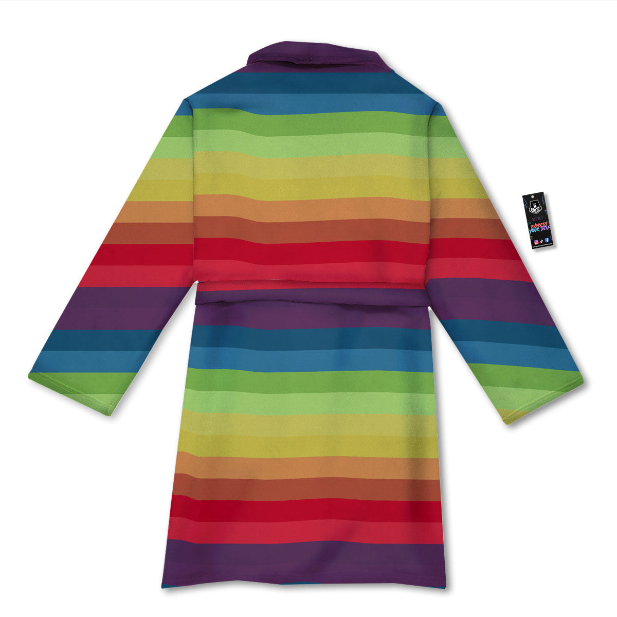 Stripe Rainbow Print Pattern Bathrobe-grizzshop