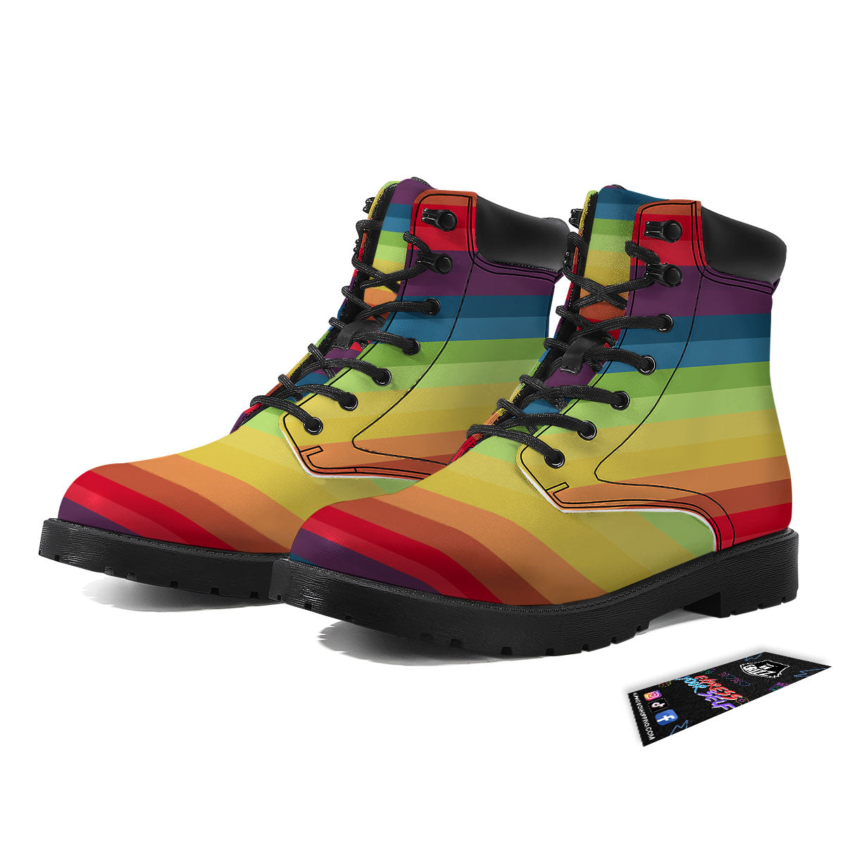 Stripe Rainbow Print Pattern Boots-grizzshop