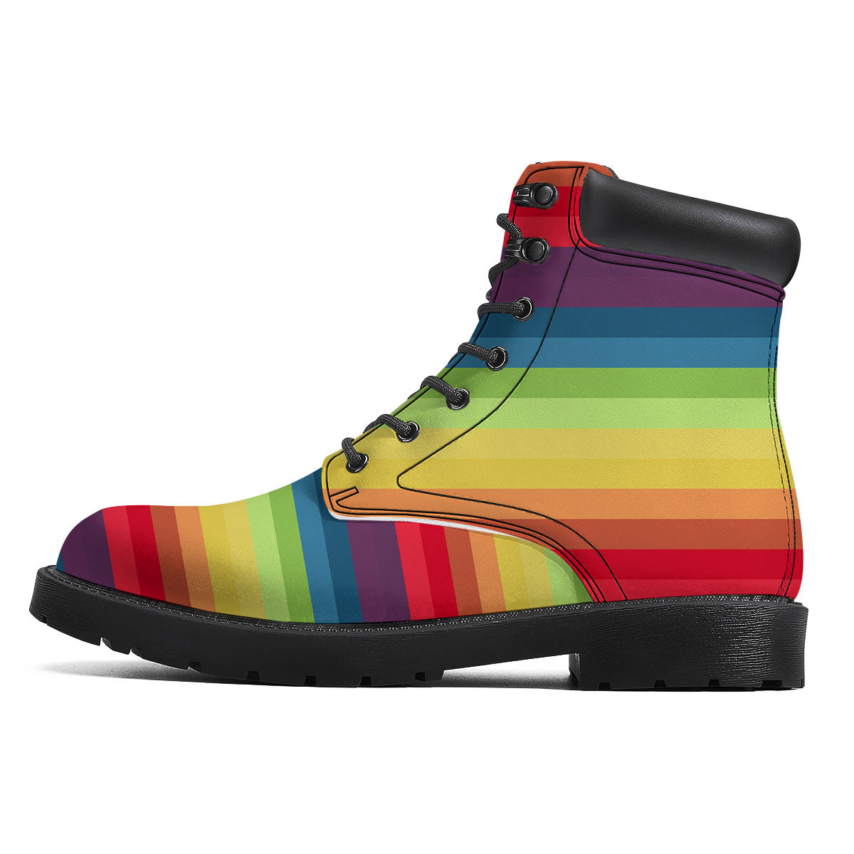 Stripe Rainbow Print Pattern Boots-grizzshop