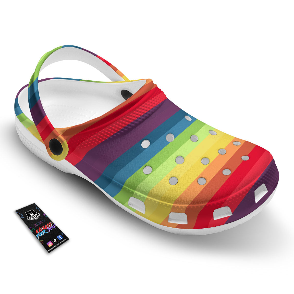 Stripe Rainbow Print Pattern Clog-grizzshop