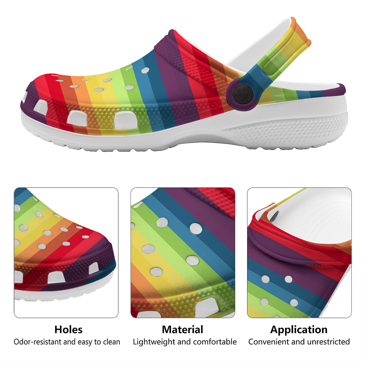 Stripe Rainbow Print Pattern Clog-grizzshop