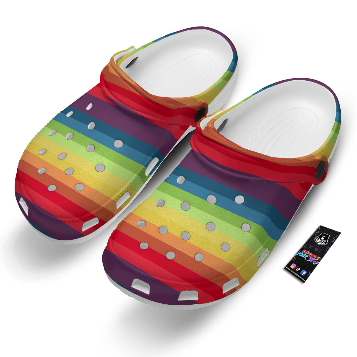 Stripe Rainbow Print Pattern Clog-grizzshop