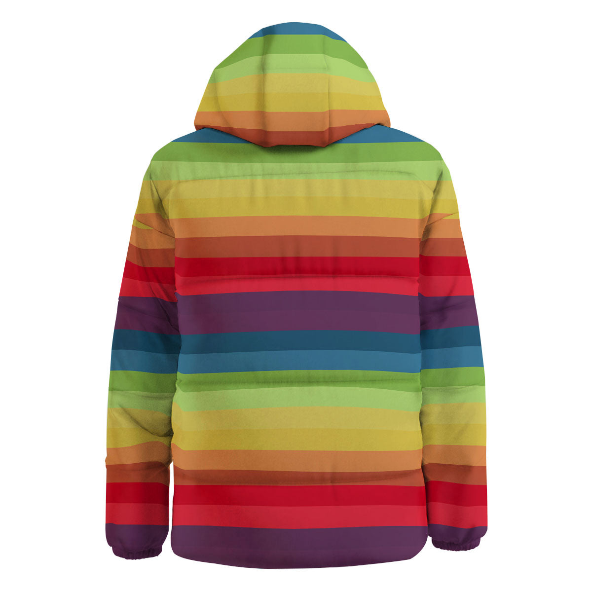 Stripe Rainbow Print Pattern Down Jacket-grizzshop