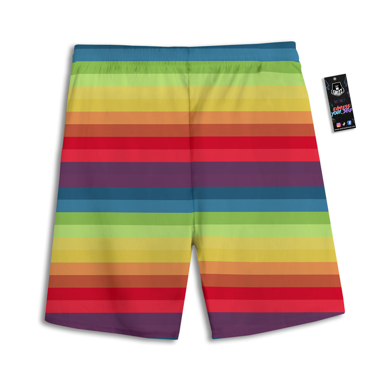 Stripe Rainbow Print Pattern Men's Athletic Shorts