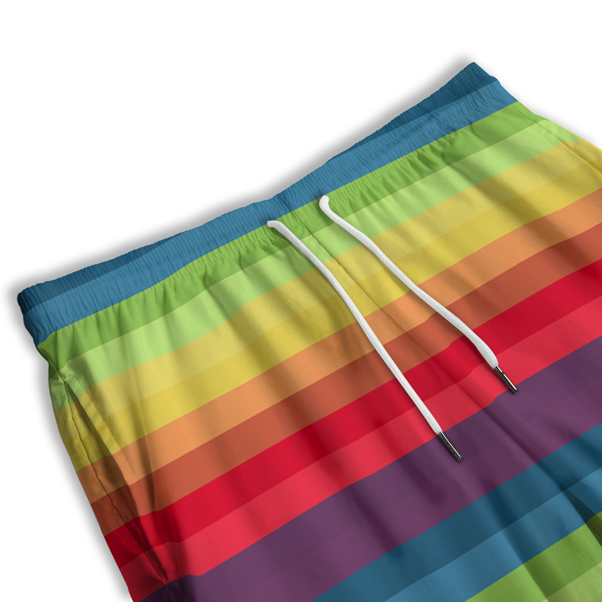 Stripe Rainbow Print Pattern Men's Athletic Shorts