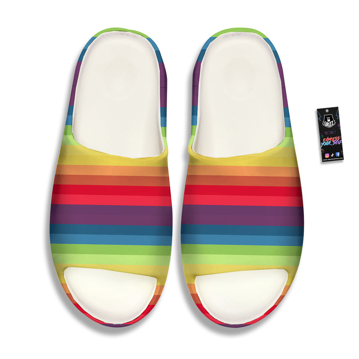 Stripe Rainbow Print Pattern Sandals-grizzshop