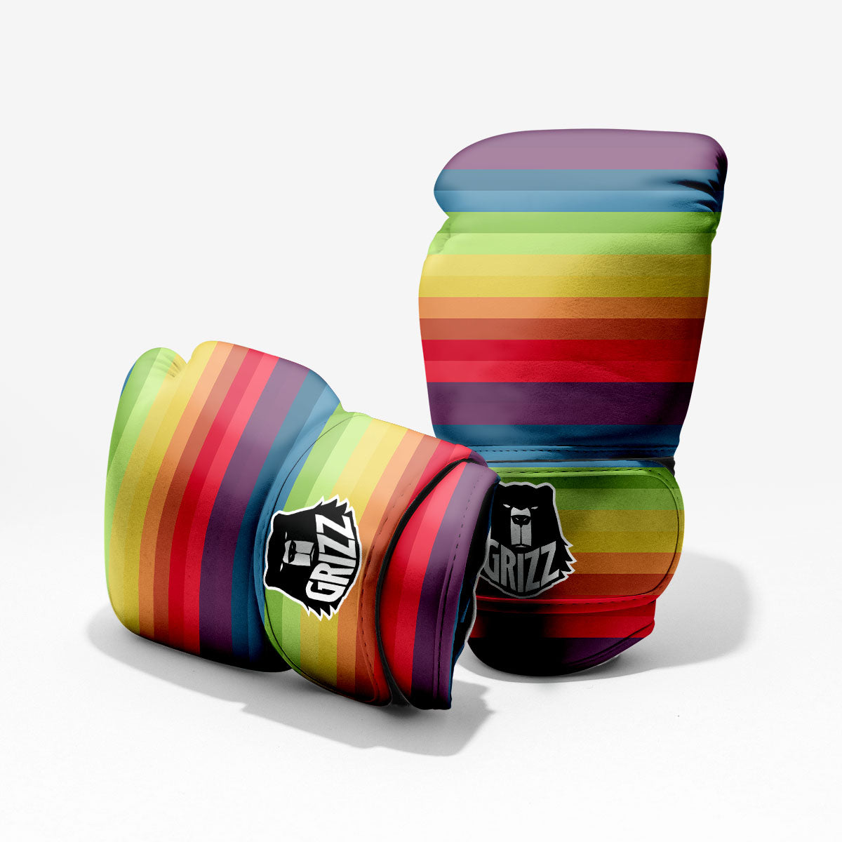 Stripe Rainbow Print Pattern Pro Boxing Glove