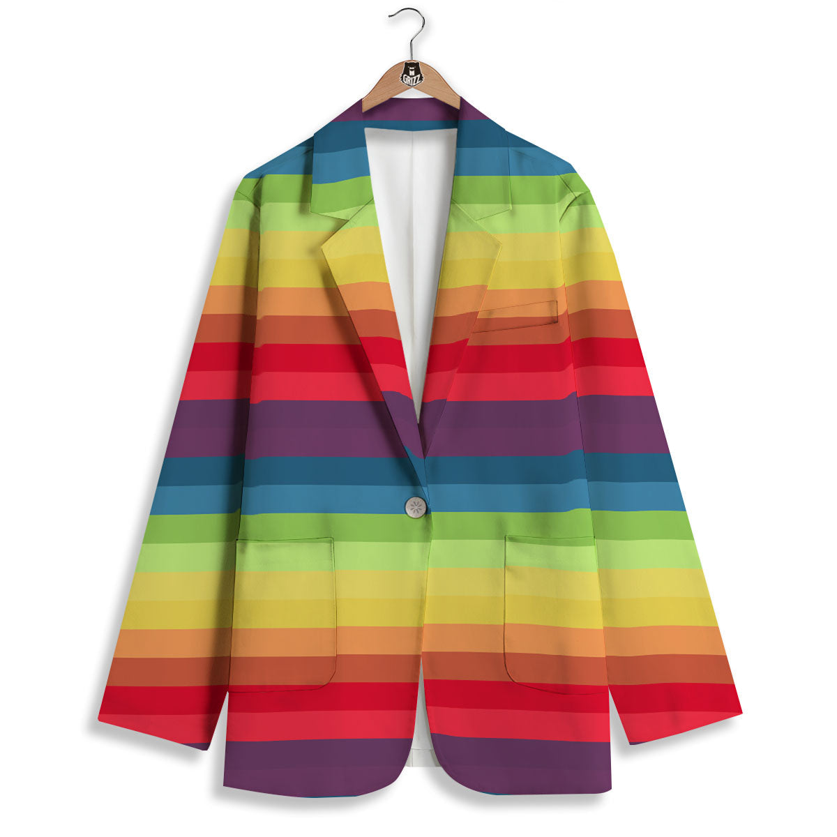 Stripe Rainbow Print Pattern Women's Blazer-grizzshop