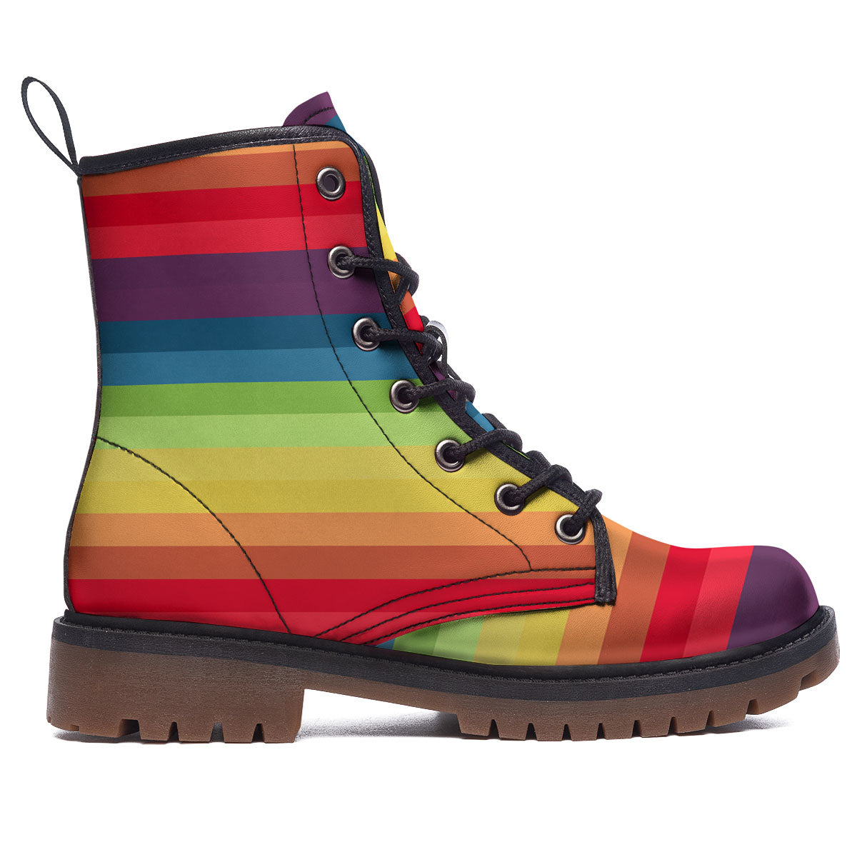 Stripe Rainbow Print Pattern Work Boots-grizzshop