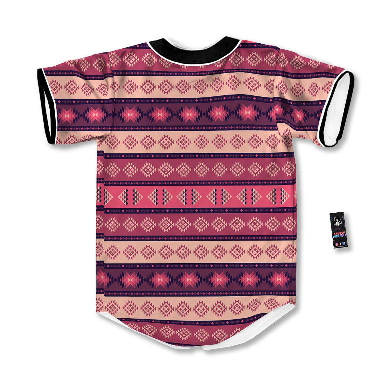 Stripe Southwestern Print Pattern Baseball Jersey-grizzshop