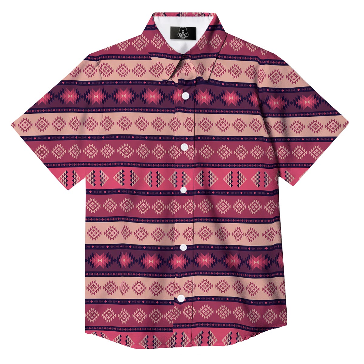 Stripe Southwestern Print Pattern Button Up Shirt-grizzshop