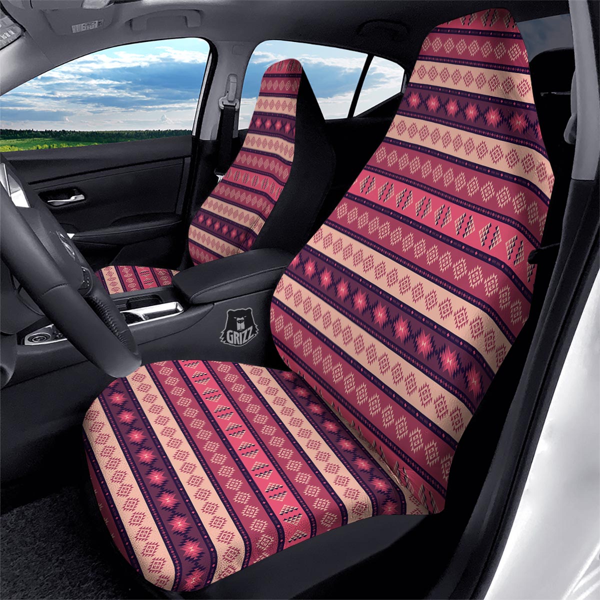 Stripe Southwestern Print Pattern Car Seat Covers-grizzshop