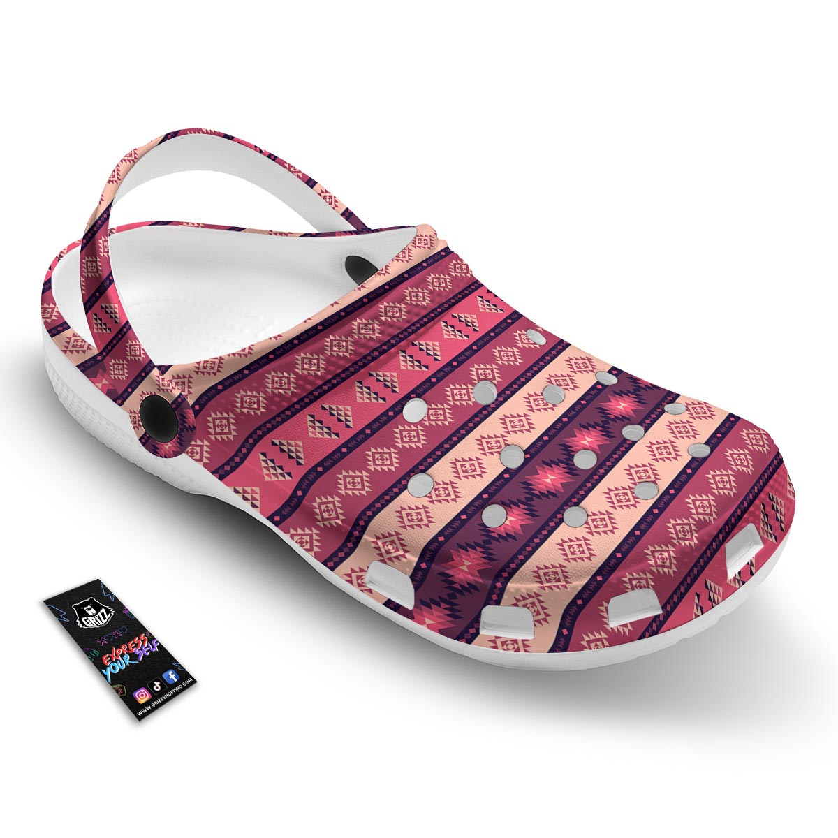 Stripe Southwestern Print Pattern Clog-grizzshop