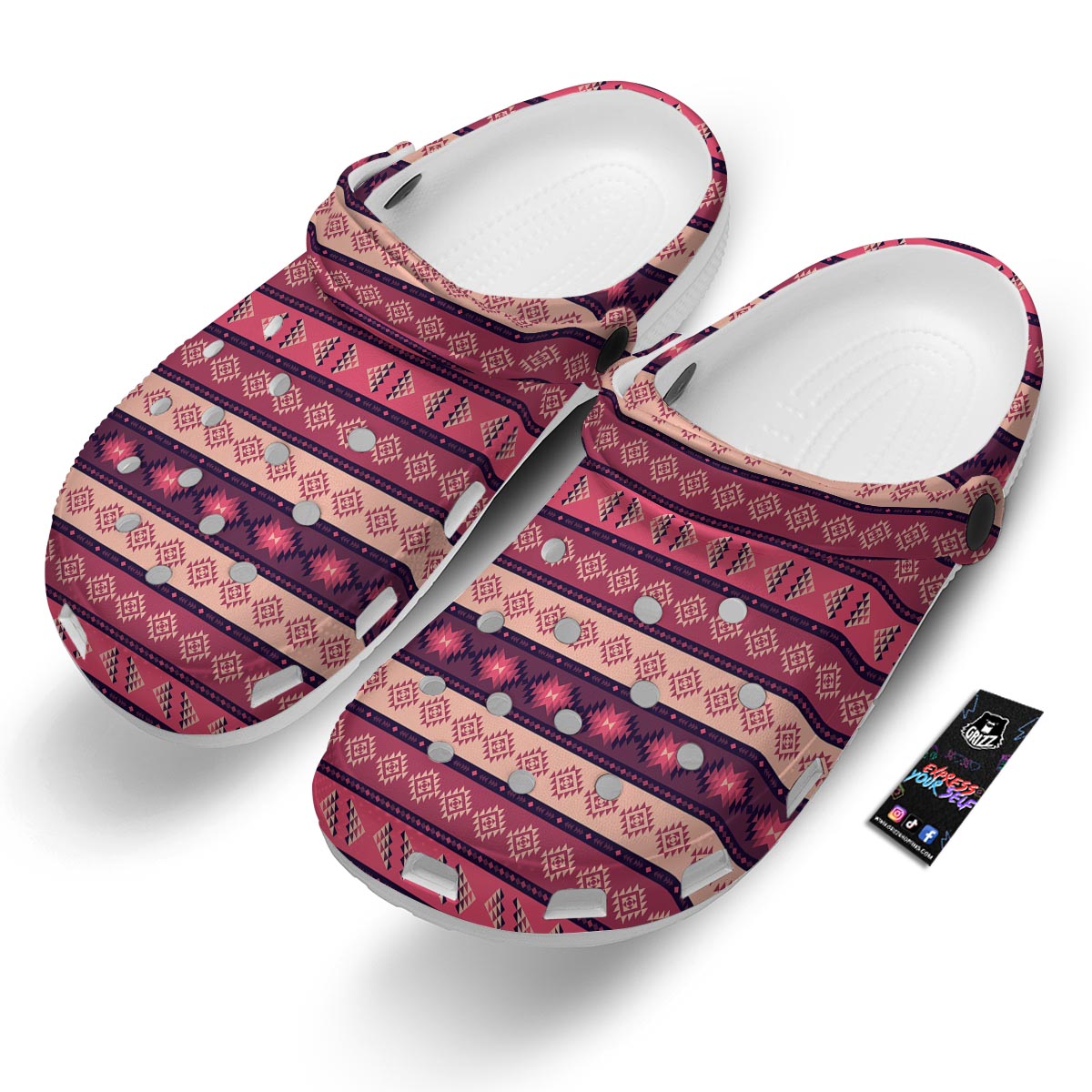 Stripe Southwestern Print Pattern Clog-grizzshop