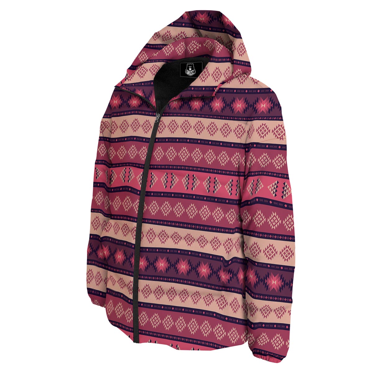 Stripe Southwestern Print Pattern Down Jacket-grizzshop