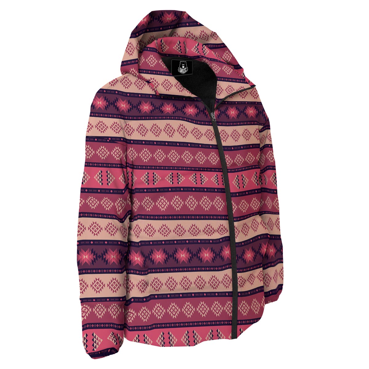 Stripe Southwestern Print Pattern Down Jacket-grizzshop