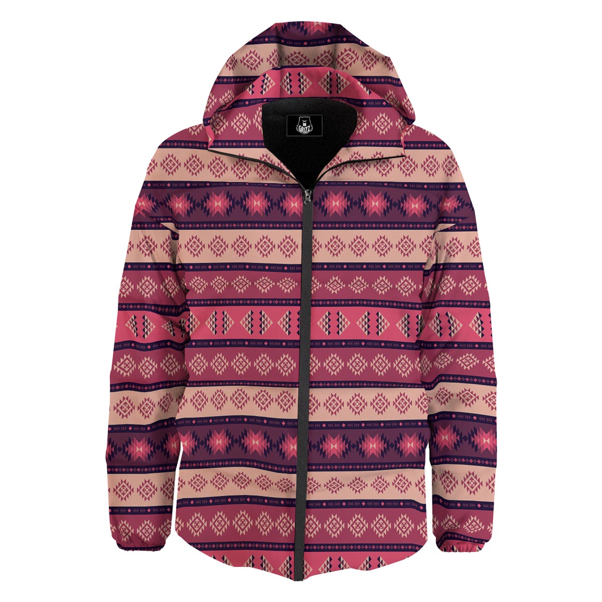 Stripe Southwestern Print Pattern Down Jacket-grizzshop