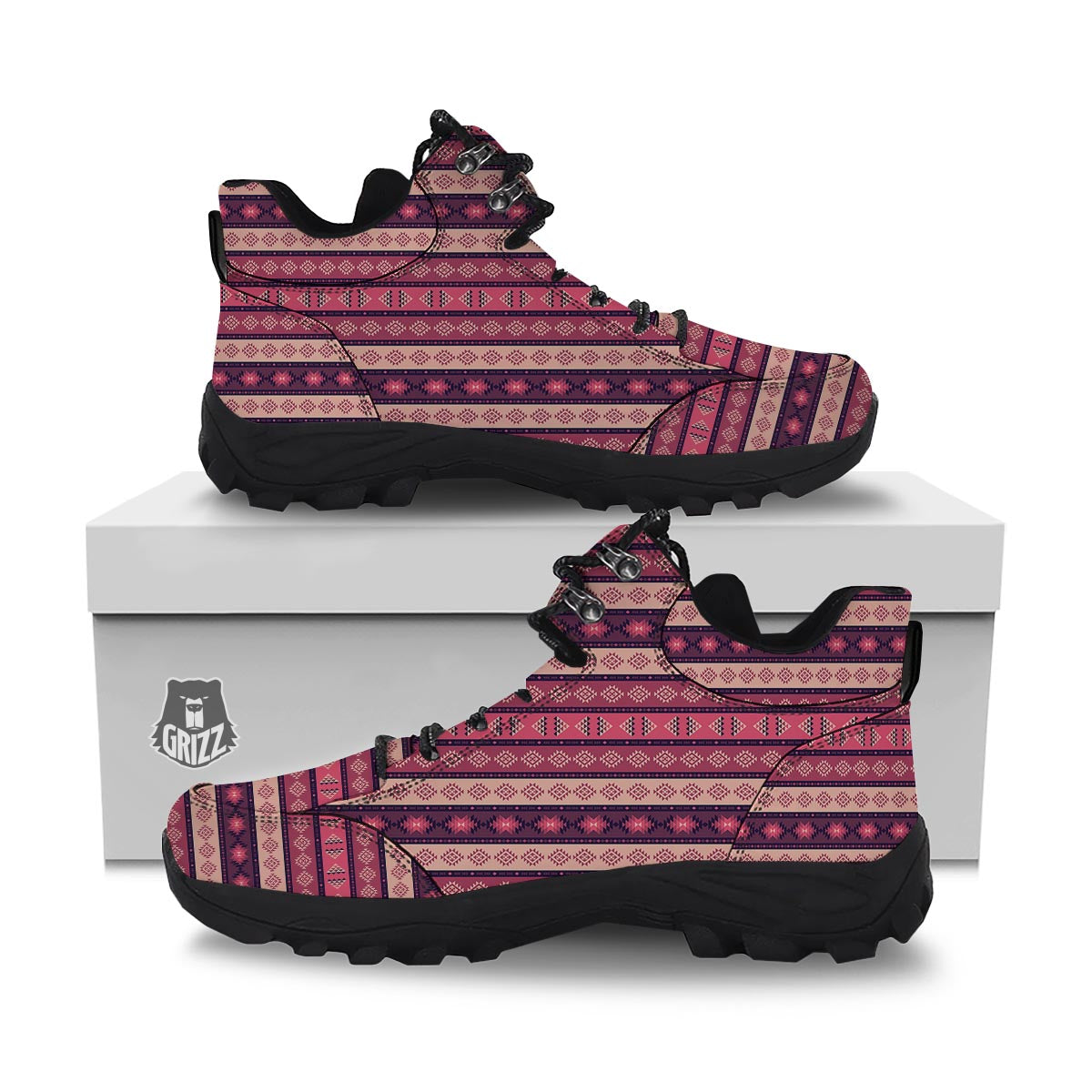Stripe Southwestern Print Pattern Hiking Shoes-grizzshop