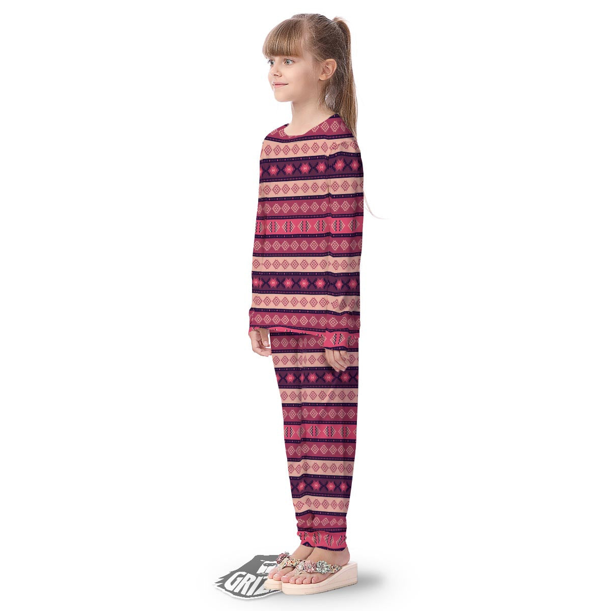 Stripe Southwestern Print Pattern Kid's Pajamas-grizzshop