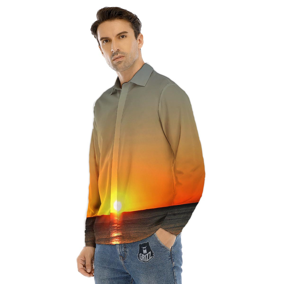 Stripe Southwestern Print Pattern Men's Dress Shirts-grizzshop