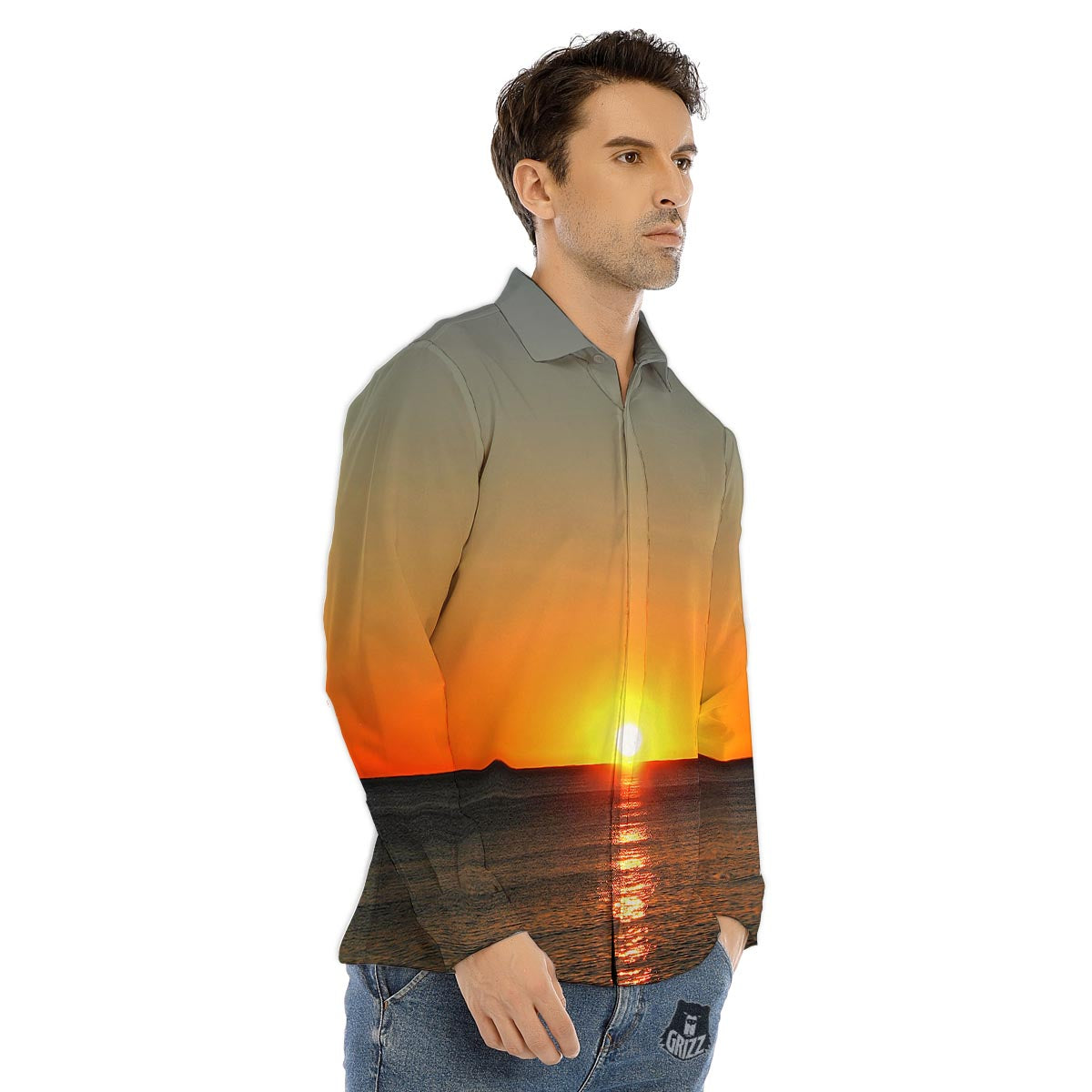 Stripe Southwestern Print Pattern Men's Dress Shirts-grizzshop