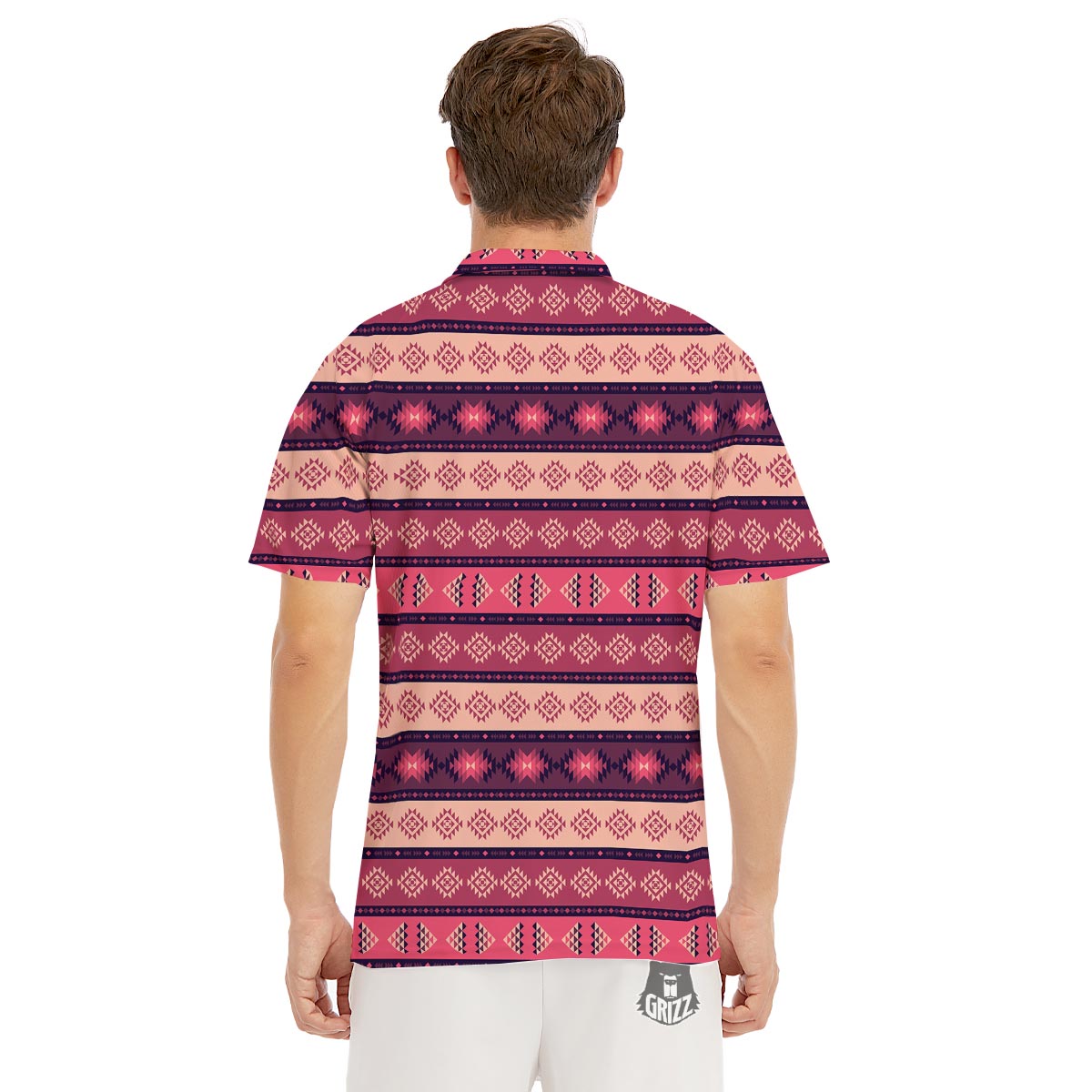 Stripe Southwestern Print Pattern Men's Golf Shirts-grizzshop