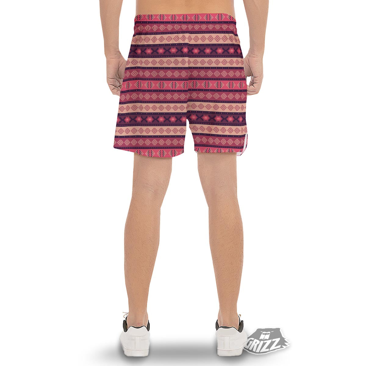 Stripe Southwestern Print Pattern Men's Gym Shorts-grizzshop