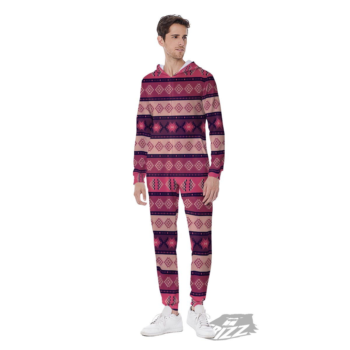 Stripe Southwestern Print Pattern Men's Jumpsuit-grizzshop