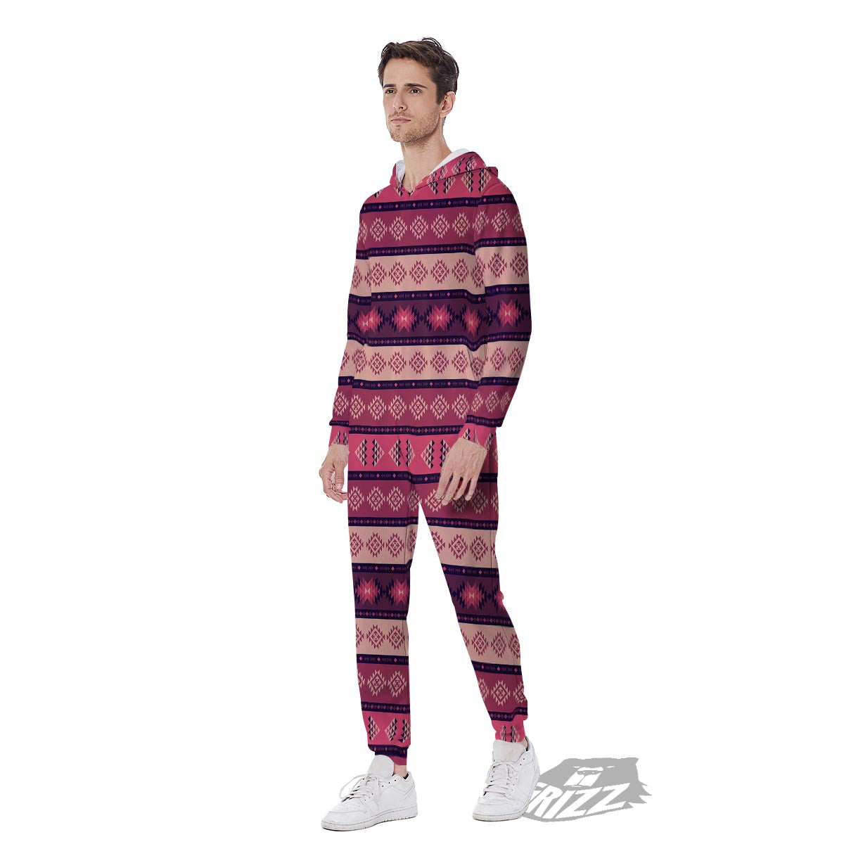 Stripe Southwestern Print Pattern Men's Jumpsuit-grizzshop