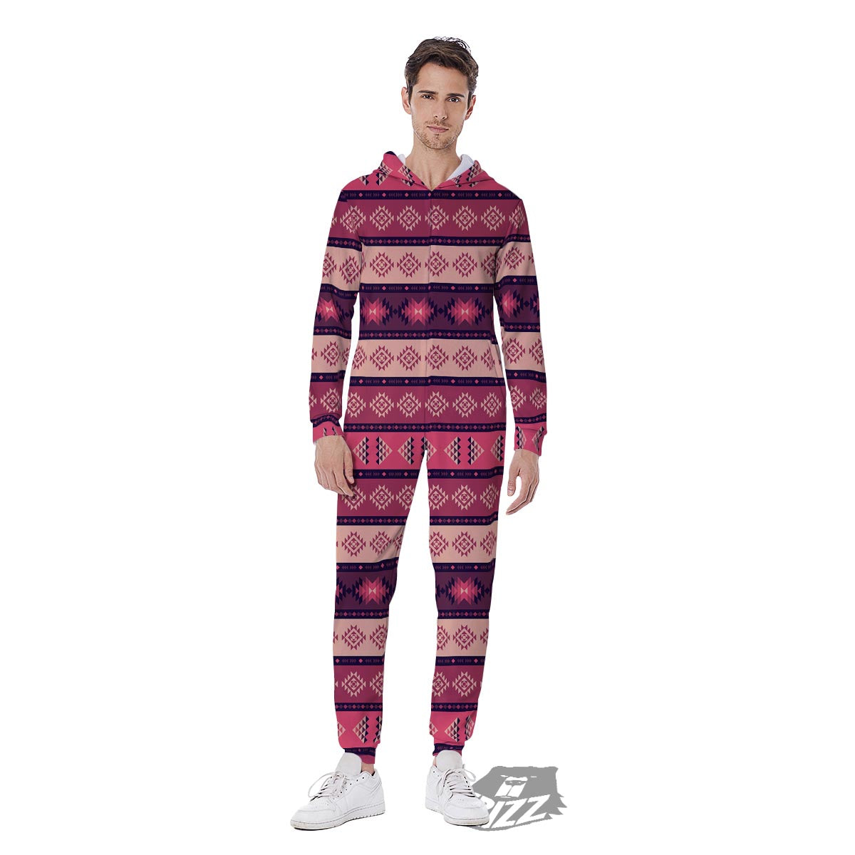 Stripe Southwestern Print Pattern Men's Jumpsuit-grizzshop
