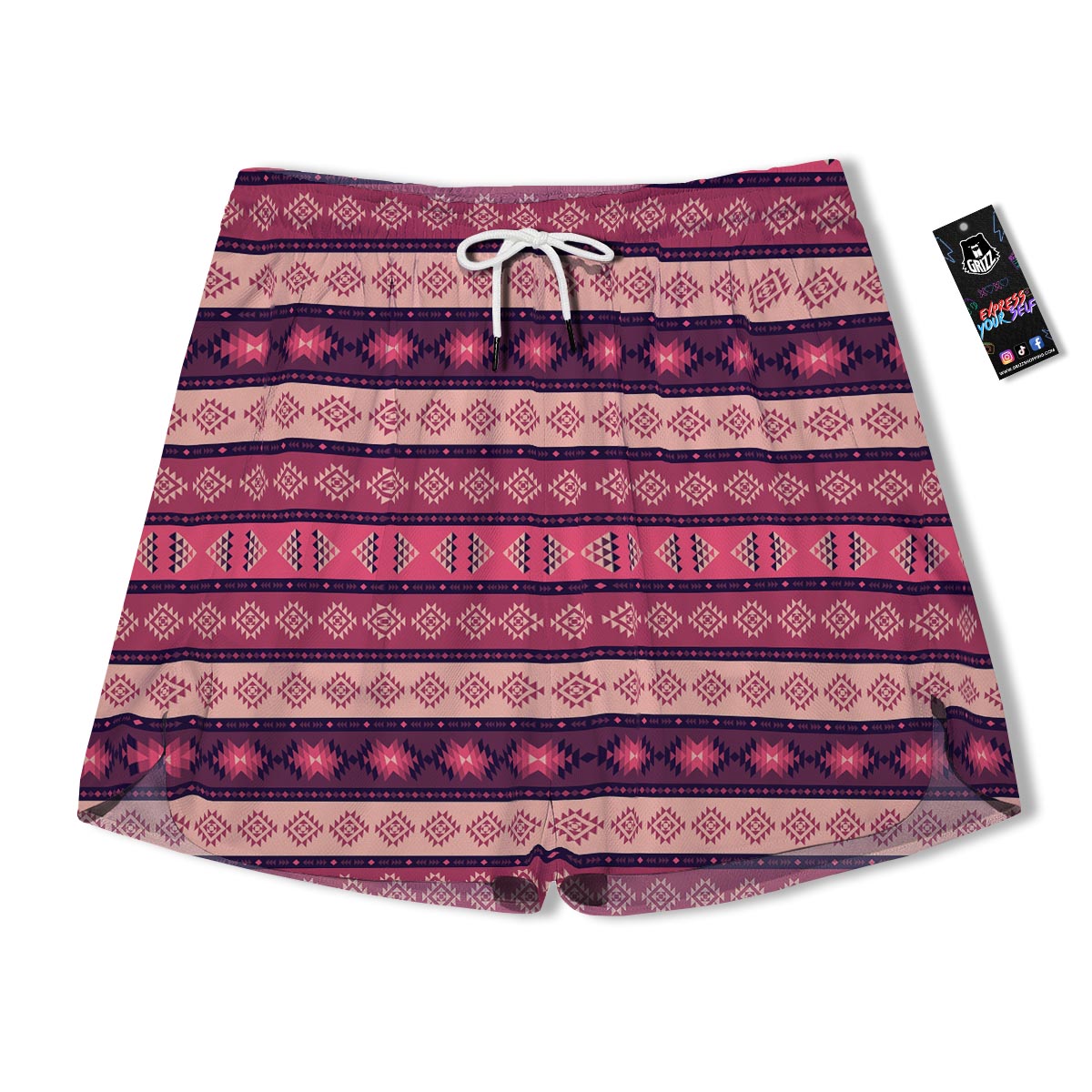 Stripe Southwestern Print Pattern Men's Running Shorts-grizzshop