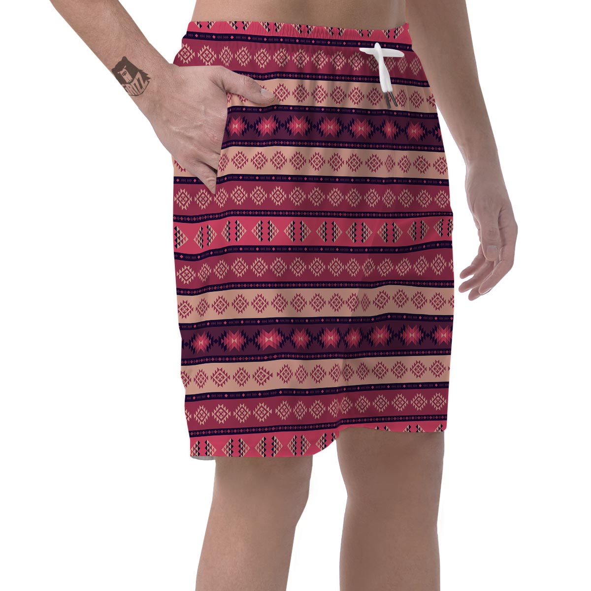 Stripe Southwestern Print Pattern Men's Shorts-grizzshop