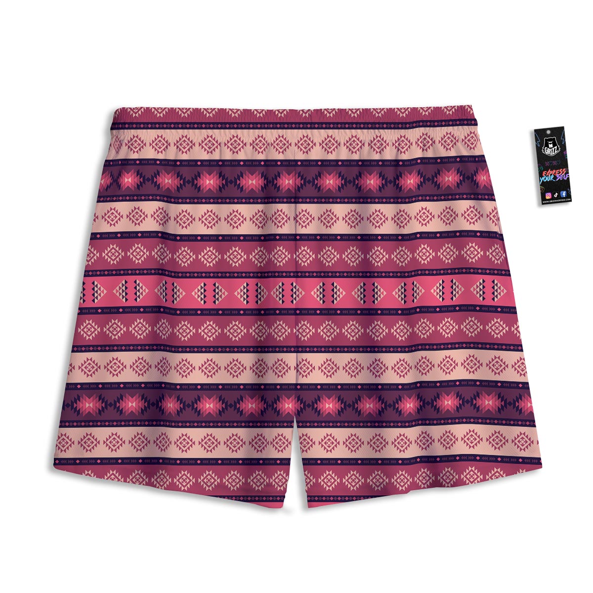 Stripe Southwestern Print Pattern Mesh Shorts