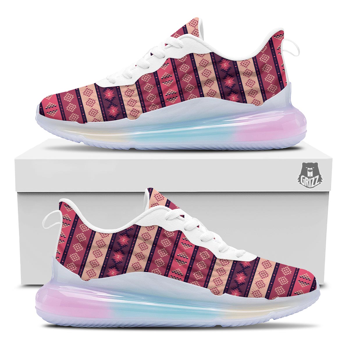 Stripe Southwestern Print Pattern Running Sneakers-grizzshop