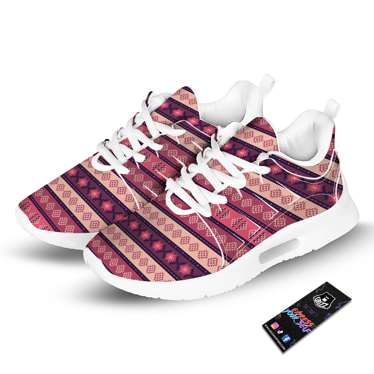 Stripe Southwestern Print Pattern Tennis Shoes-grizzshop