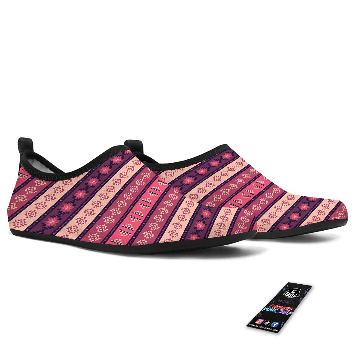 Stripe Southwestern Print Pattern Water Shoes-grizzshop