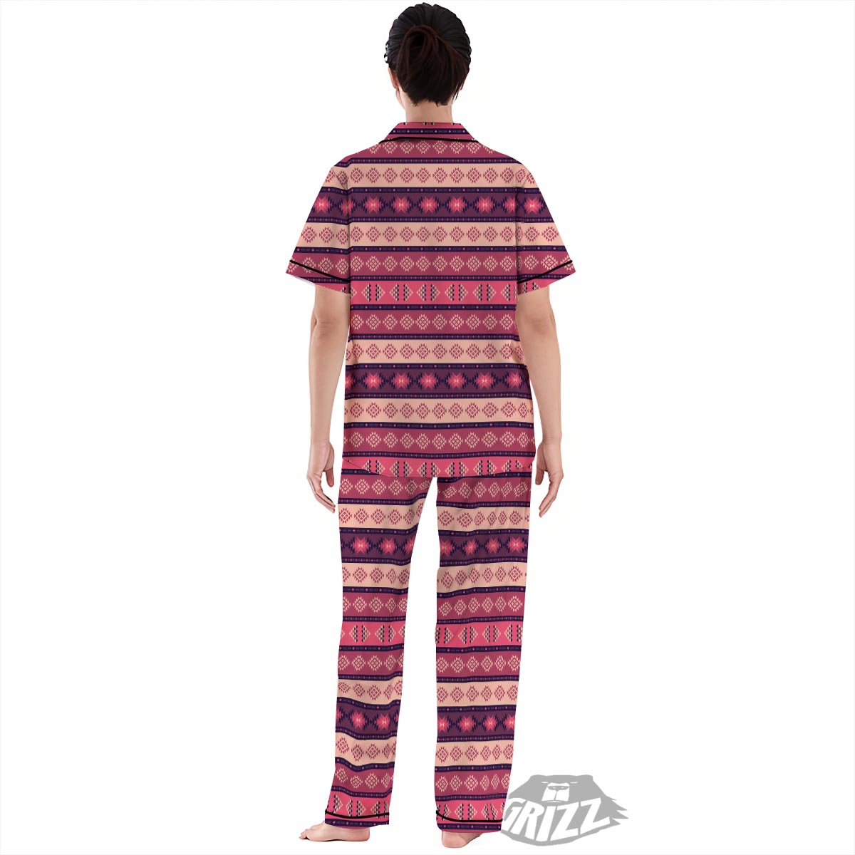 Stripe Southwestern Print Pattern Women's Pajamas Set-grizzshop