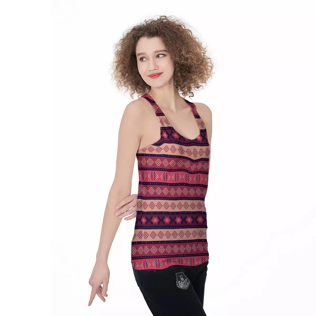 Stripe Southwestern Print Pattern Women's Racerback Tank Top-grizzshop