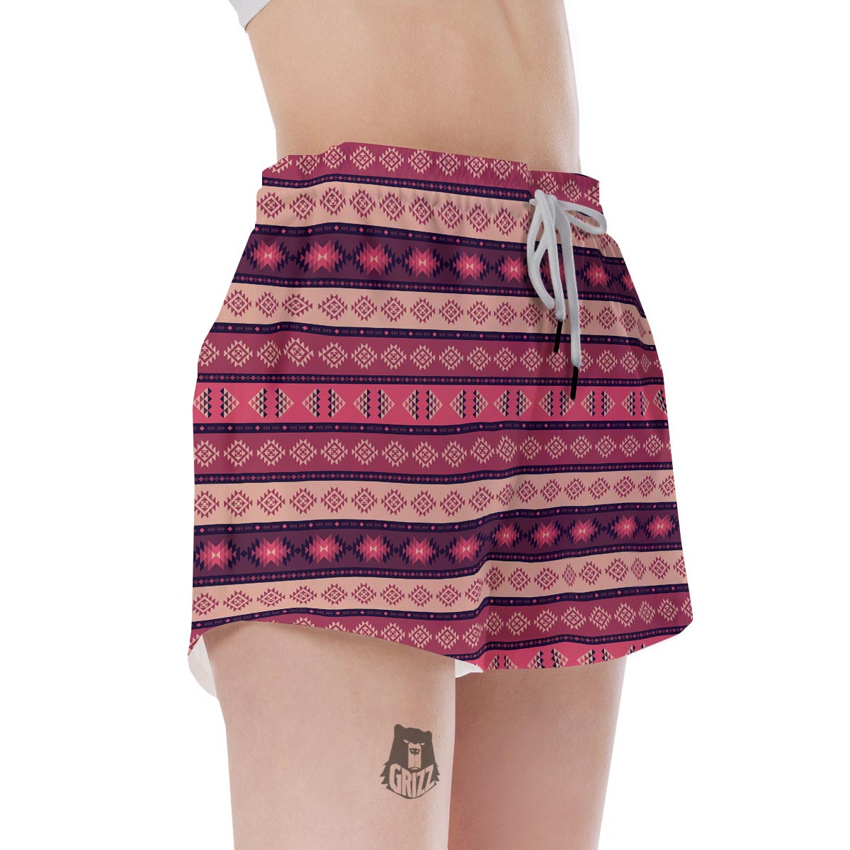 Stripe Southwestern Print Pattern Women's Shorts-grizzshop