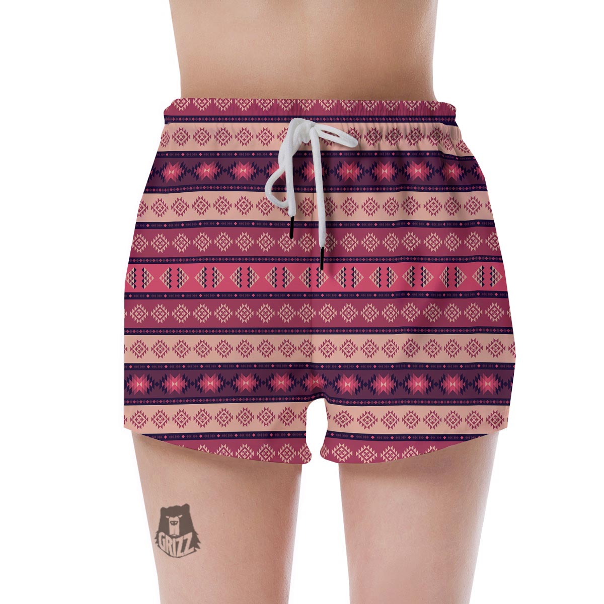 Stripe Southwestern Print Pattern Women's Shorts-grizzshop