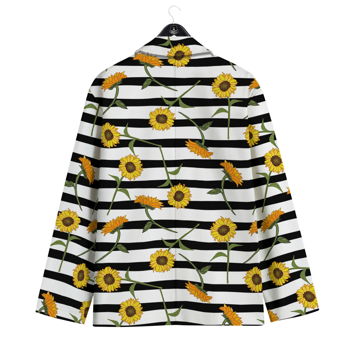 Stripe Sunflower White And Black Print Pattern Men's Sport Coat-grizzshop