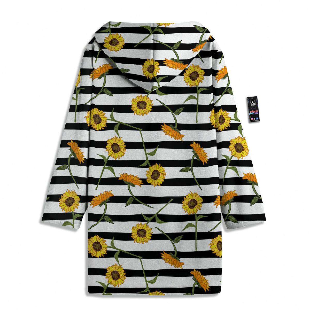Stripe Sunflower White And Black Print Pattern Men's Windbreaker Jacket-grizzshop
